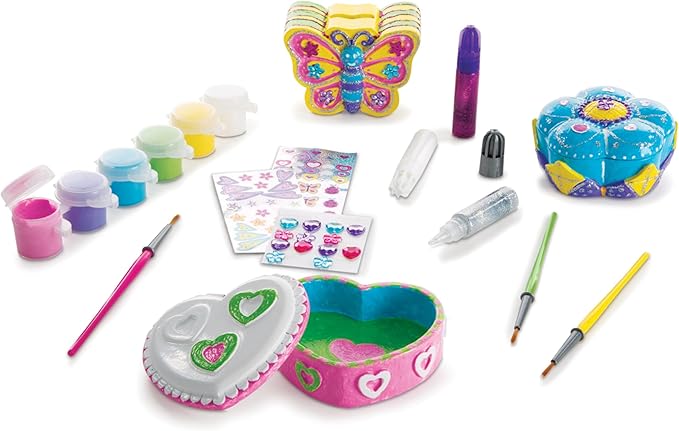 Melissa & Doug Created by Me! Favorite Things Craft Kits Set: Decorate-Your-Own Flower and Heart Treasure Boxes and Butterfly Bank