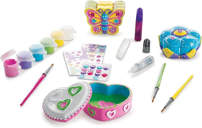 Melissa & Doug Created by Me! Favorite Things Craft Kits Set: Decorate-Your-Own Flower and Heart Treasure Boxes and Butterfly Bank