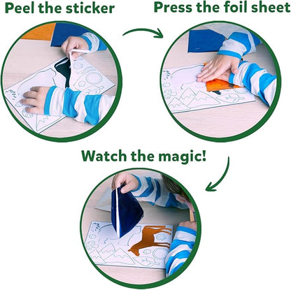 Skillmatics Art & Craft Activity - Foil Fun Animals, No Mess Art for Kids, Craft Kits & Supplies, DIY Creative Activity, Gifts for Boys & Girls Ages 4, 5, 6, 7, 8, 9, Travel Toys