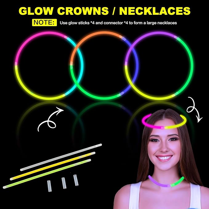 20 Pack Valentines Day Glow Heart Glasses Party Favor Supplies with 80 Glow Sticks & Connectors (for 20 Neon Glasses, 40 Bracelets or 13 Necklaces), Glow in Dark Accessories for Wedding Dance Camping