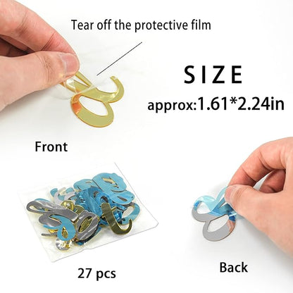 Acrylic Alphabet Cake Topper DIY Personalized Name Cupcake Toppers with A-Z Letter Mirrored Gold Picks for Custom Wedding Cake Decorations Baby Shower Happy Birthday Party Supplies (Lowercase)