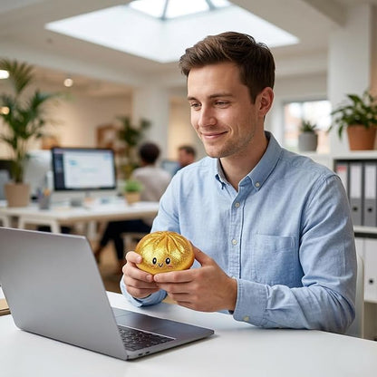 Flashing Dumplings,Soft and Cute Flashing Dumpling Toy,Dumpling Stress-Relieving Ball,Elastic Tabletop Toy,Soft and Squeezable Stress-Relieving Dough (Gold)