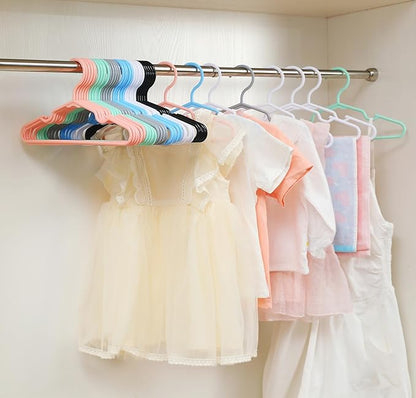 50 pcs White Baby Nursery Closet Hangers,Non-Slip Laundry Infant Pant Hanger for Newborn Clothes,Ultra-Thin Child Coat Hanger for Girl Boy Toddler Kid