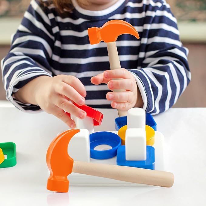 Fowecelt Wooden Hammer Toys Simulation Hammers Maintenance Tools Educational Toys for Kids Birthday Party Games Supplies