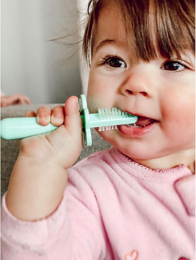 grabease Double-Sided Training Toothbrush - First Infant Toothbrush for Baby & Toddler - BPA & Phthalate-Free - 1 Pack Mint, 12 Months and Up - Baby Tooth Brush