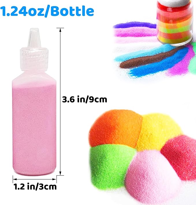 Guuozzli 24 PCS Art Sand,1.24 oz Colored Sand Bottles,Sand Arts and Crafts Kit,Scenic Sand for Kids,DIY Sand Painting,Wedding Decoration