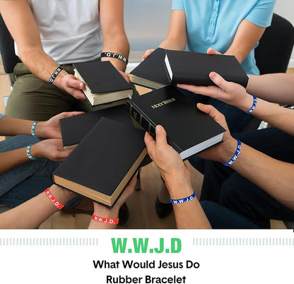 Jadive 20 Pcs WWJD Rubber Bracelets What Would Jesus Do Silicone Wristbands for Women Men Jesus WWJD Inspirational Bracelet Motivational Bracelet Religious Christian Party Favors Gifts
