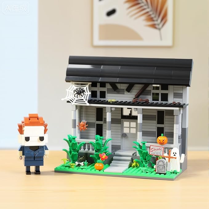 Halloween Movie Building Set – Horror House & Figure, Toy Building Blocks Compatible with Lego, Collectible for Horror Fans & Adults, Creative DIY Display Toy