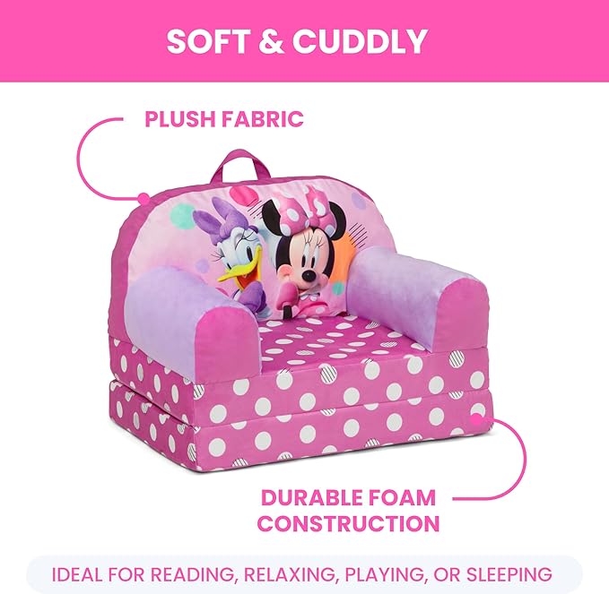 Delta Children - Minnie Mouse Cozee Buddy Flip-Out Kids Chair, Pink
