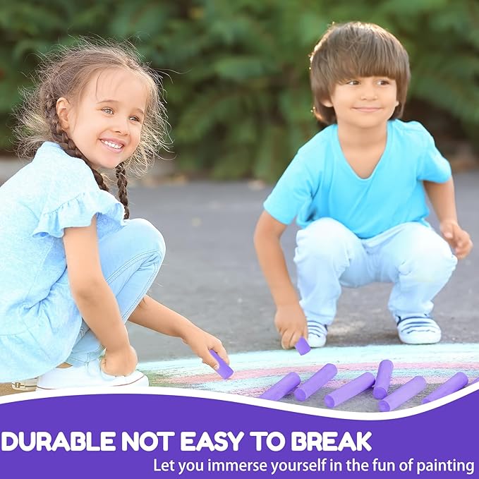 Fulmoon 40 Pcs Jumbo Sidewalk Chalk for Kids Outdoor Art Non Toxic Large Washable Street Chalk for Adults Drawing Painting Graffiti Classroom(Purple,Round Style)