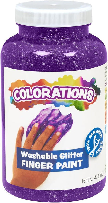 Colorations® Violet Washable Glitter Finger Paint, 16oz, Paint, Washable Paint, Finger Paint, Kids Paint, Washable Paint For Kids, Finger Paints For Toddlers Non-Toxic, Tempera Paint, Toddler Paint