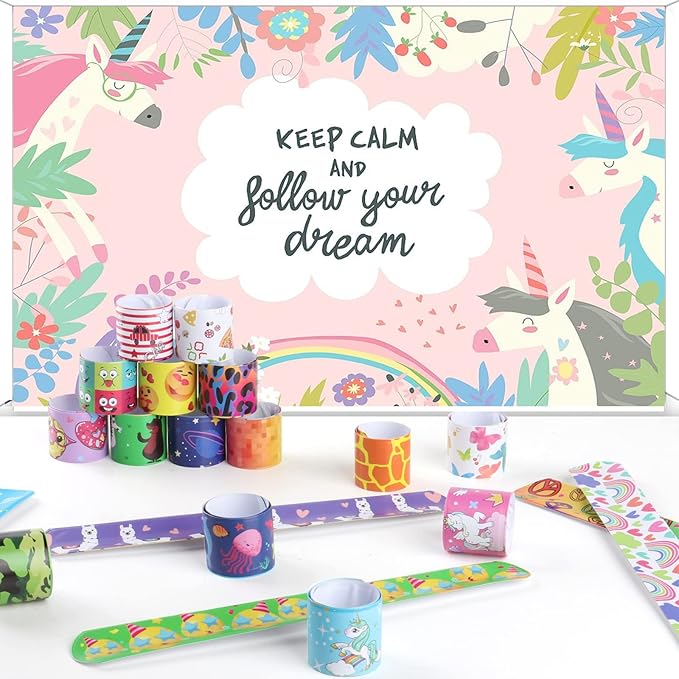 Viicoor Slap Bracelets for Kids 30 PCS Wristbands Snap Bracelet Bulk Gadget Gifts Prizes Students
