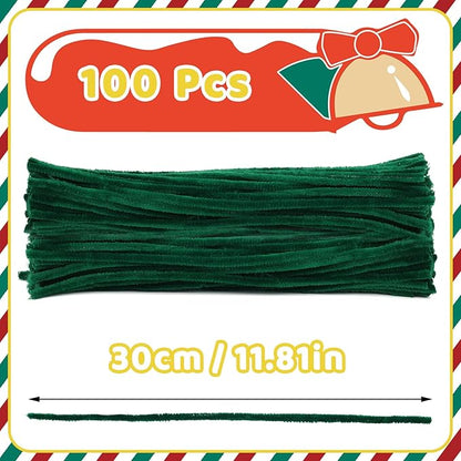 Pipe Cleaners, 100PCS Dark Green Pipe Cleaners Craft Supplies, Pipe Cleaners Bulk Fuzzy Sticks for DIY Art and Craft Projects Home Decoration