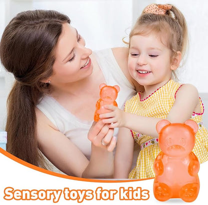 Stress Bear Taba Squishy Balls, Bear Toy Taba Squishy Toys for Kids Stress Relief Squeeze Balls for Valentines Day Gifts Birthday Gifts Party Favors- Orange