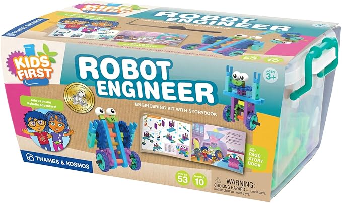 Thames & Kosmos Kids First Robot Engineer STEM Experiment Kit for Young Learners | Build 10 Non-Motorized Robots | Play & Learn with Storybook Manual | Parents’ Choice Gold Award Winner