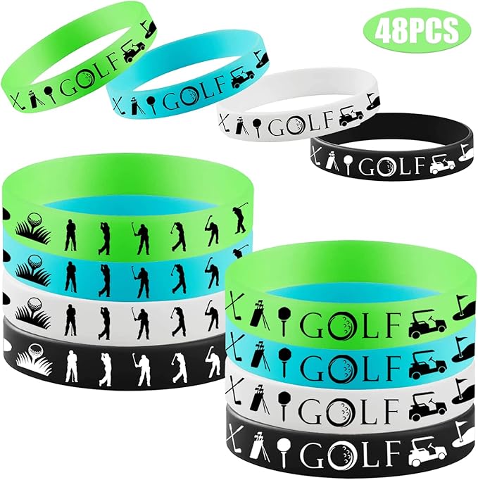 48PCS Golf Rubber Bracelets Silicone Wristbands Party Supplies -Sport Themed Birthday Baby Shower Party Decorations Party Favors