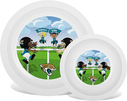 Baby Fanatic NFL Legacy Infant Plate & Bowl Set, Jacksonville Jaguars, for Ages 6 Months & Up