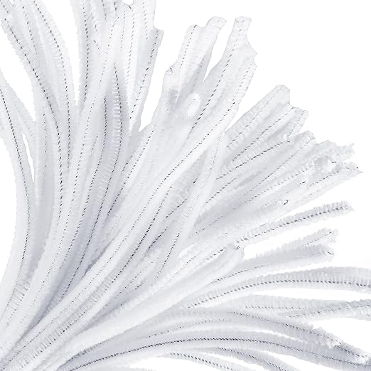 Cuttte Pipe Cleaners Craft Supplies - 100pcs White Pipe Cleaners Craft Kids DIY Art Supplies (6 mm x 12 inch)