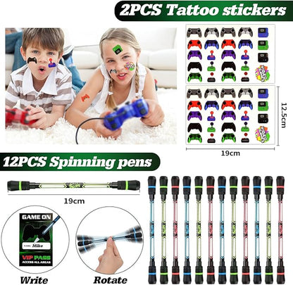 KISPATTI Video Game Party Favors, 124 PCS Gaming Birthday Party Supplies with Drawstring Bags VIP Pass Tickets Keychain Temporary Tattoo Stickers Game Theme Goodie Bag for Kids Gamer