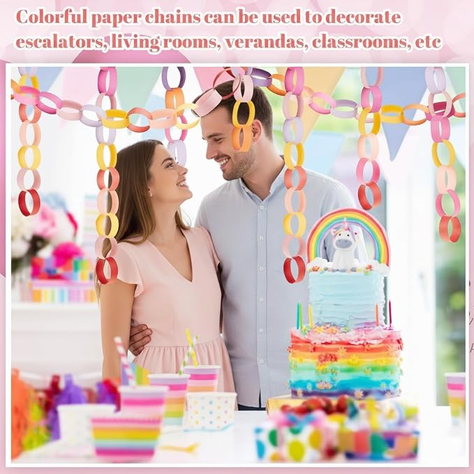 Lincia 1000 Sheet Paper Chain Garland Strips 1x8 Inch with Double Sided Tape, DIY Construction Paper Chains for Birthday Wedding Holiday Party Decorations, Crafts Supplies (Valentine)
