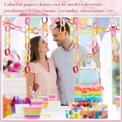Lincia 1000 Sheet Paper Chain Garland Strips 1x8 Inch with Double Sided Tape, DIY Construction Paper Chains for Birthday Wedding Holiday Party Decorations, Crafts Supplies (Valentine)