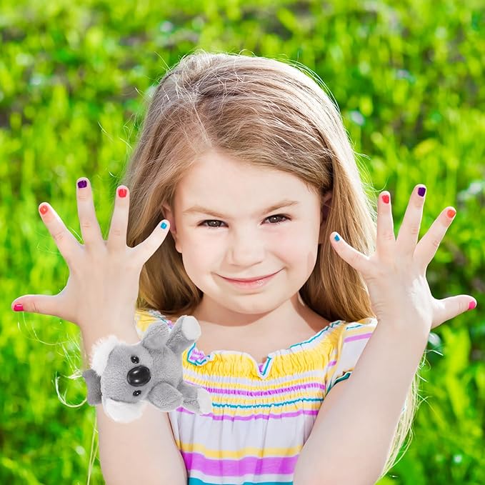 Abaodam Animal Slap Bracelet Koala Slap Bracelet Plush Stuffed Animal Hugger Snap Wrist Band for Kids Birthday Party Gifts