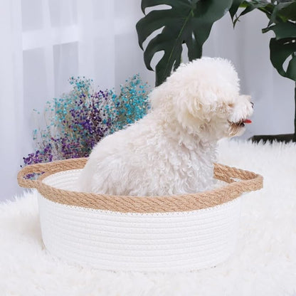 ABenkle Small Basket with Handles - Decorative Durable Rope Woven Storage Bin Shelf Storage Organizer Cube, Easter Baby Gift Basket, 12"x8"x5"