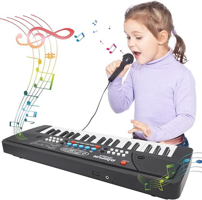 Kids Piano Keyboard, 37 Key Portable Electronic Piano for Kids Ages 3-6, Keyboard with Microphone Musical Toy Birthday Educational Xmas Gift Toys for 3 4 5 6 Year Old Boys Girls