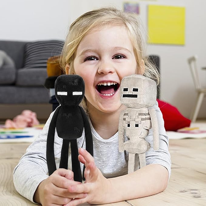 8Pack Snow Golem Plush, Enderman Plush, Baby Wolf, Baby Pig, Spider, bat, Skeleton Shooter, Squid Stuffed Animals Toys，Great Gift for Children and Fans.