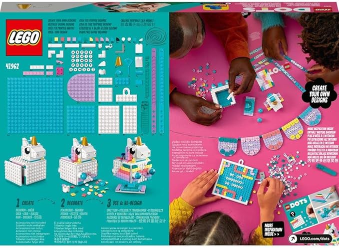 LEGO DOTS Unicorn Creative Family Set, 5in1 Toys with Letter Board, Bracelet Making Craft Set, Creative Hobby for Girls and Boys from 6 Years 41962
