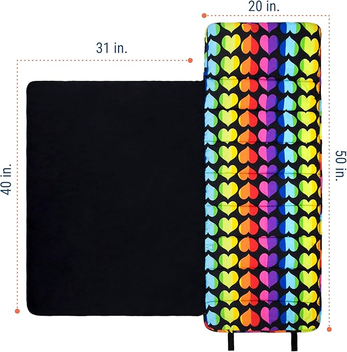 Wildkin Original Nap Mat with Reusable Pillow for Boys & Girls, Perfect for Elementary Daycare Sleepovers, Features Hook & Loop Fastener, Cotton Blend Materials Nap Mat for Kids