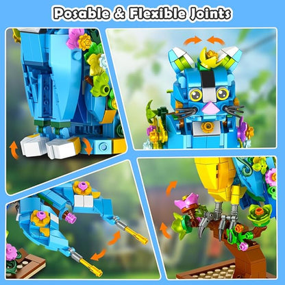 3 in 1 Flower Cat Parrot Butterfly Building Set, Animal Figures Building Toy for Home Office Art Decor, 412 PCS Building Block Gift for Kids Boys Girls Ages 6 7 8 9 10 11 12+ Adults