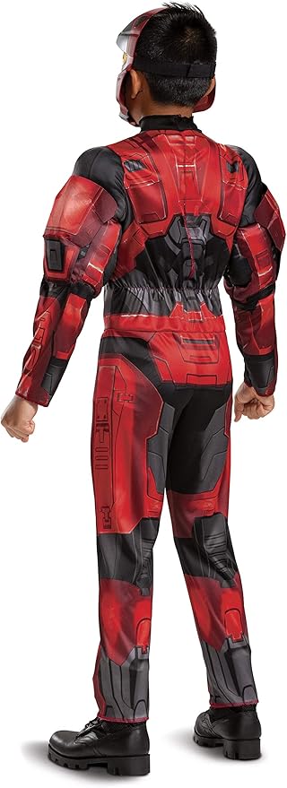 Halo Infinite Red Spartan Costume, Kids Size Video Game Inspired Character Jumpsuit