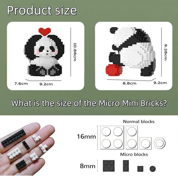 QMEAKMONY Mini Building Blocks Panda Sets Cute Micro Mini Panda Building Bricks for Adults Micro Nano Bricks Perfect Party Favors for Teenagers(1224 PCS)