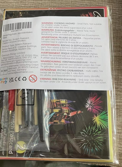 Georgie Porgy Scratch Paper Art Set DIY Arts and Crafts Kits for Kids Adults Magic Rainbow Scratch Postcards for Christmas Birthday Gift with Scratching Tools Kit (Classical Ancient Modern City)