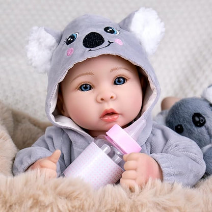 Aori Baby Dolls 17 inches, Real Life Baby Doll with Feeding Kit Included, Life Like Baby Dolls that Look Real, Newborn Baby for Kids, Birthday, Pretend Play