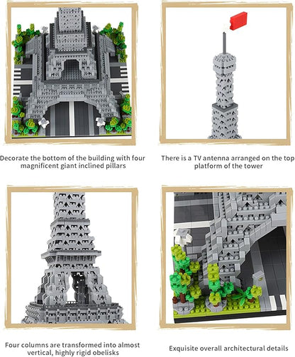 Paris Eiffel Tower World Famous Architectural Model Micro Building Blocks Set 3350 Pieces 3D Puzzle Toys Gifts for Kid and Adult