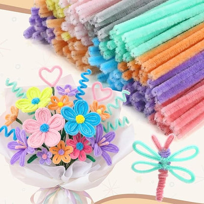 Yunsailing 200 Pcs Pipe Cleaners 6 mm x 12 Inch Chenille Stems Pipe Cleaners Craft Supplies Art Supplies Adults DIY Creative Decorations Creative DIY Projects Decorations (Macaron Color)