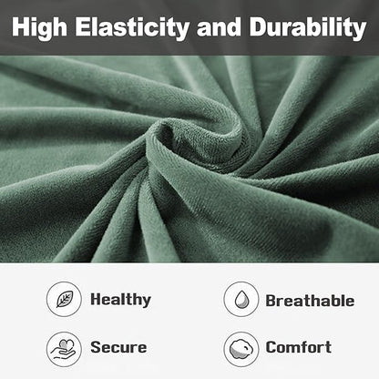 NORTHERN BROTHERS Stretchy Recliner Chair Covers, Velvet Recliner Covers, Lazy Boy Chair Cover (Light Green, 3 Seat)