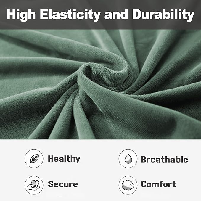 NORTHERN BROTHERS Stretchy Recliner Chair Covers, Velvet Recliner Covers, Lazy Boy Chair Cover (Light Green, 1 Seat)