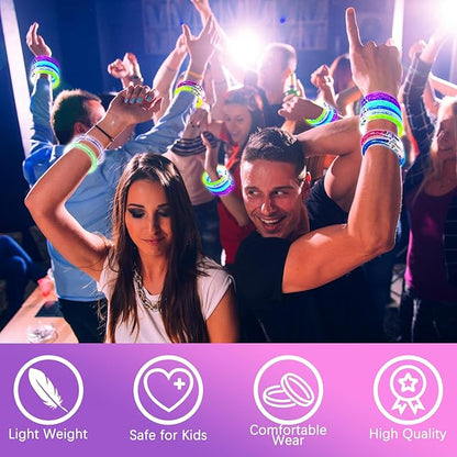 90 Pack Light up Bracelets,Glow Sticks Bracelets,6 Color LED Bracelets Glow In the Dark Party Supplies,Flashing Light Up Bracelet,Glow Bracelets for Birthday Concert Carnival Party Favors