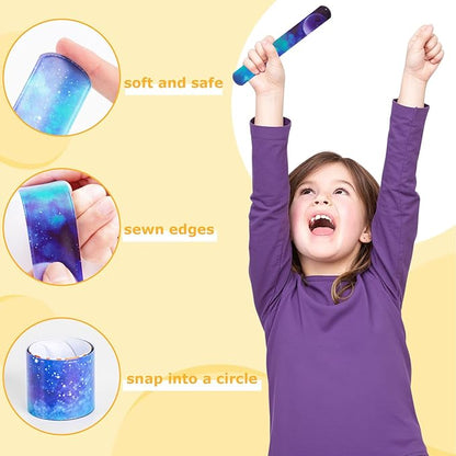 LovesTown Slap Bracelets for Kids, 48 PCS Snap Bracelets Emotions Camouflage Leopard Print Galaxy for Kids Birthday Party Favors Classroom Prizes Holiday Gifts