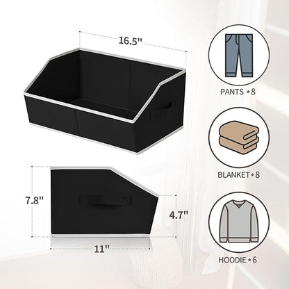 Homsorout Clothes Organizers and Storage - Fabric Cube Bins with Handles, Storage Baskets for Shelves, Trapezoid Collapsible Boxes for Home, Dorm, Office, 10 Pack, Black