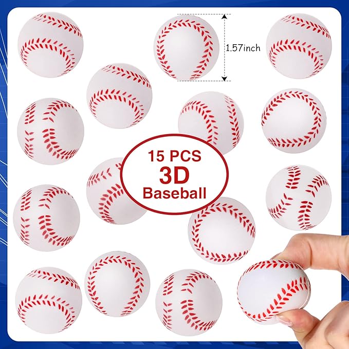 Aoriher Baseball Sport Party Favors for Kids, 15 Sets Sport Goodie Silicone Sport Bracelets Mini Stress Ball Keychain Temporary Tattoo Sticker Eraser for Sport Birthday Party Supplies Total 85 Pcs