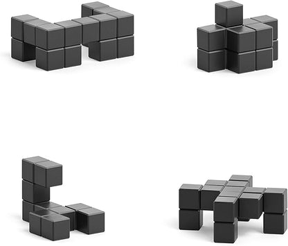 PIXIO-16 Black Color Series Magnetic Blocks Building Set 16pcs with Free App, Stress Relief Building Blocks, Magnets for Kids, Pixel Art Desk Toy, Fidget Toys