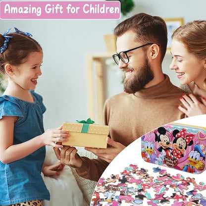 Mickey Mouse Puzzles for Kids Ages 4-8 60 Pieces Puzzles for Kids Ages 3-5 Minnie Mickey Puzzle for Girls and Boys Toys Jigsaw Puzzles in a Metal Box Educational Puzzles (Minnie Mickey 0686)