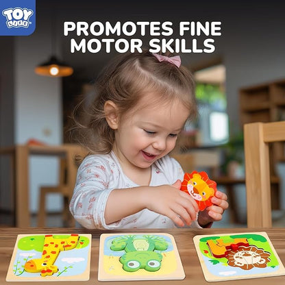 TOY Life Wooden Toddler Puzzles for 1-3, Montessori Toys for 1 2 3 Year Old, Animals Puzzles for Toddlers 2-4, Kids Wood Puzzle Educational Toy for Baby 12-18, Best Learning Toy Gifts for Boys Girls