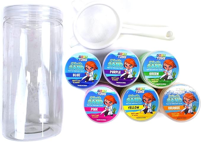 Gosu Toys Atlantis Sand Hydrophobic Magic Sand Box Set Over 2lbs of Sand 6 Colors (Green, Yellow, Pink, Blue, Orange, Purple)