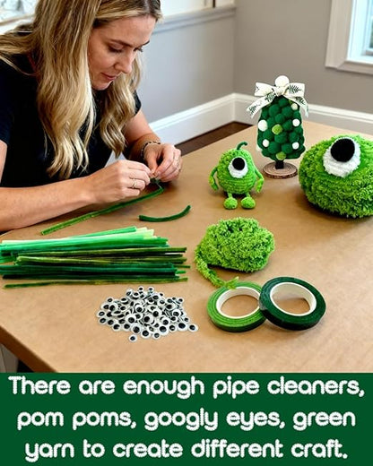 500 pcs Green Pipe Cleaners Craft(Diversified Accessories) - Fluffy Pipe Cleaners Green for Arts & Crafts, Ideal for Making Flowers, Animals & Decorations (12 x 0.24 inches),Chenille Stems