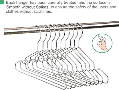 Amber Home 20 Pack 12" Chrome Kids Baby Hangers, Strong Metal Children Clothes Hangers for Closet, Space Saving Infant Hanger for Toddler Coats Pants (Chrome, 20)